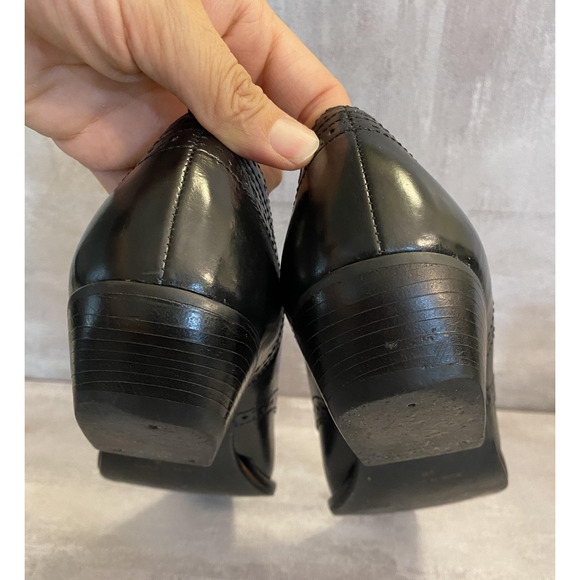 Vintage Nine West Ankle Boots Womens 6 Black Leather Buckle Pointed Toe - Picture 15 of 15